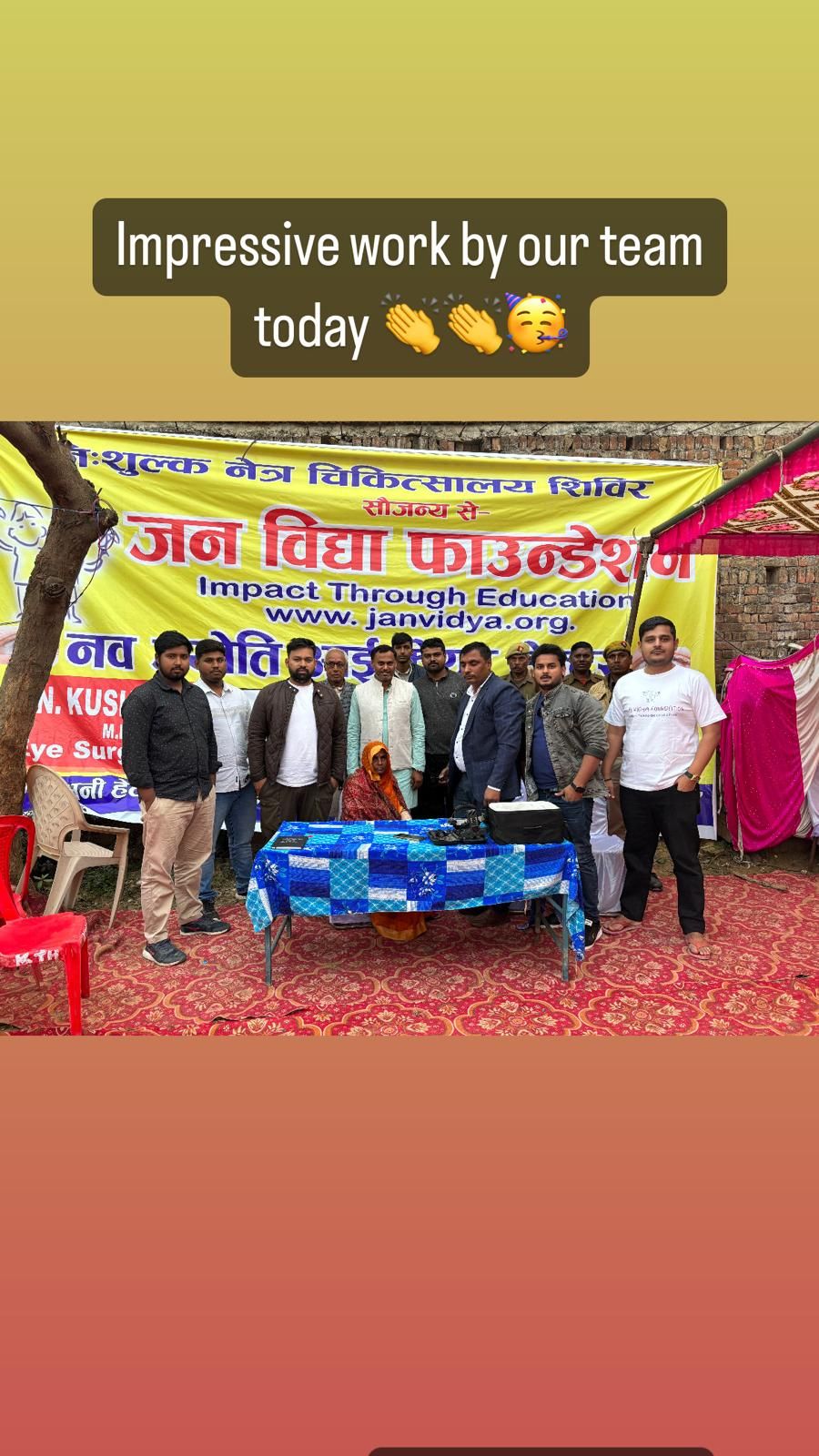 Jana Vidya Foundation team at free eye care camp in Prayagraj — Impact through Education